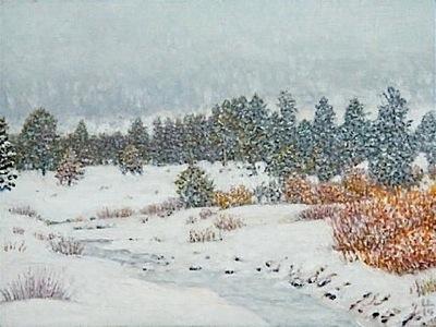 Big Snow, Hope Valley 3 x 4 inches,  oil on board, 2014