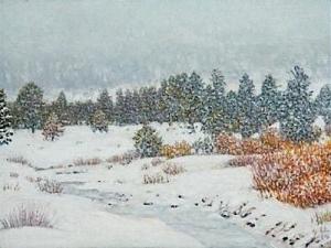 Big Snow, Hope Valley 3 x 4 inches,  oil on board, 2014