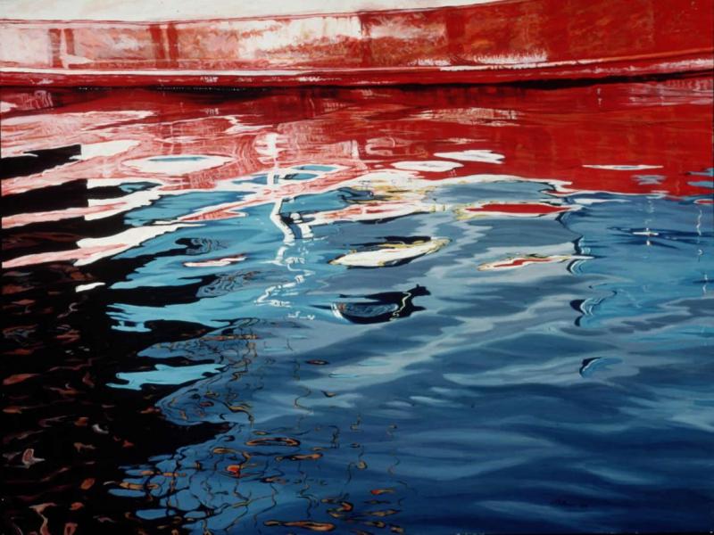 Red Barge 30 x 40 inches, acrylic, 1989   