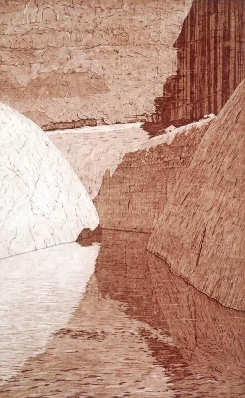 Lake Powell Canyon  24 x 15 inches, etching, 1982