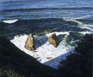 Incoming, Point Reyes 2.5 x 3 inches, oil on board, 2005