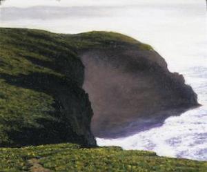 Misty Bluffs, Point Reyes 2.5 x 3 inches, oil on board, 2005